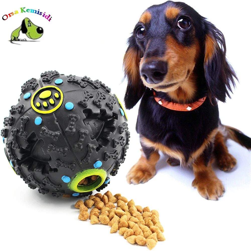 

Dog Chew Ball Toy Funny Food Dispenser Leaking Play Balls Pet Interactive Training Teething Toy Puppy Molar Bite Squeaky Toys