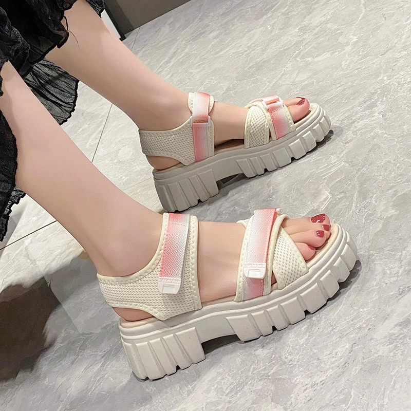 Women Thick Bottom Sandals 2023 Summer Soft Soled Platform Shoe Women Beach Shoes High Quality Roman Sandals Casual Mujer