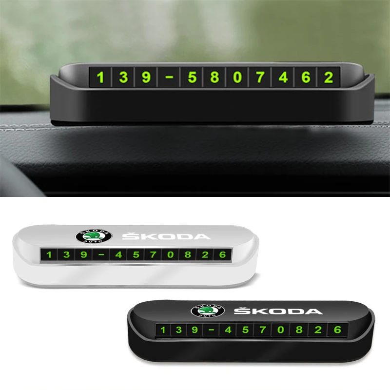

Car Temporary Parking Card Phone Number Plate for Skoda Octavia a7 a5 2 3 Fabia Kamiq Kapoq Kodiaq Rapid SCALA Superb accessory