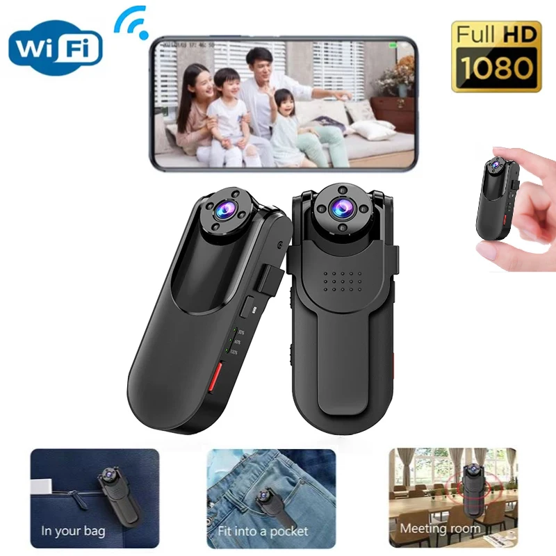 

Мини-камера 1080P HD Беспроводная Wi-Fi Веб-камера Портативный видеорегистратор инфракрасное ночное видение мопед видео может быть записано видеокамера