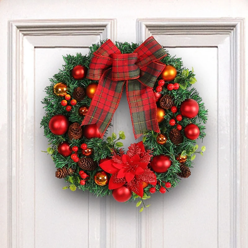 

1 PCS Red Bow Christmas Ball Wreath As Shown Christmas Wreath Shopping Mall Window Christma Decoration Pendant