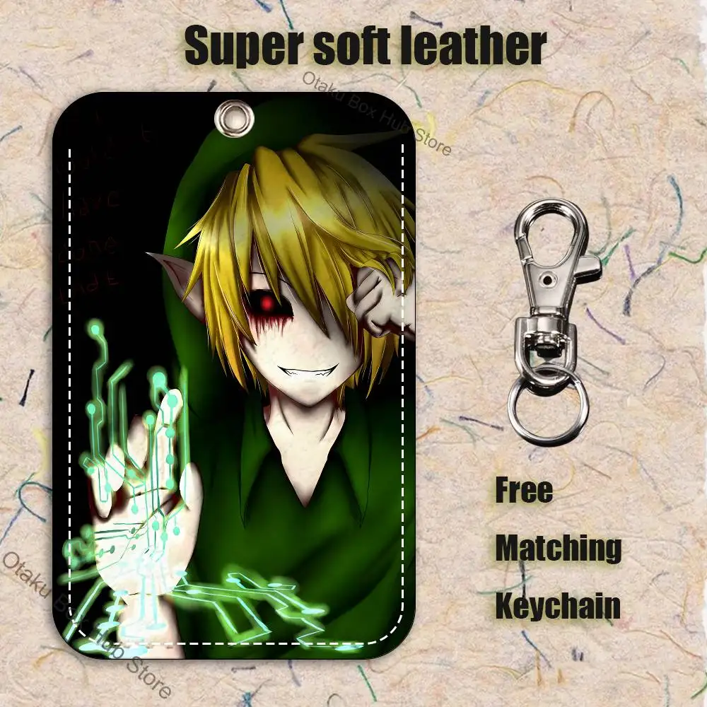 Фото Кожаный брелок-картхолдер C-Creepypastas Ben drowned Pattern 1Pc из полиуретана для ключей, брелок для дверных замков, брелок для ID-карт №2