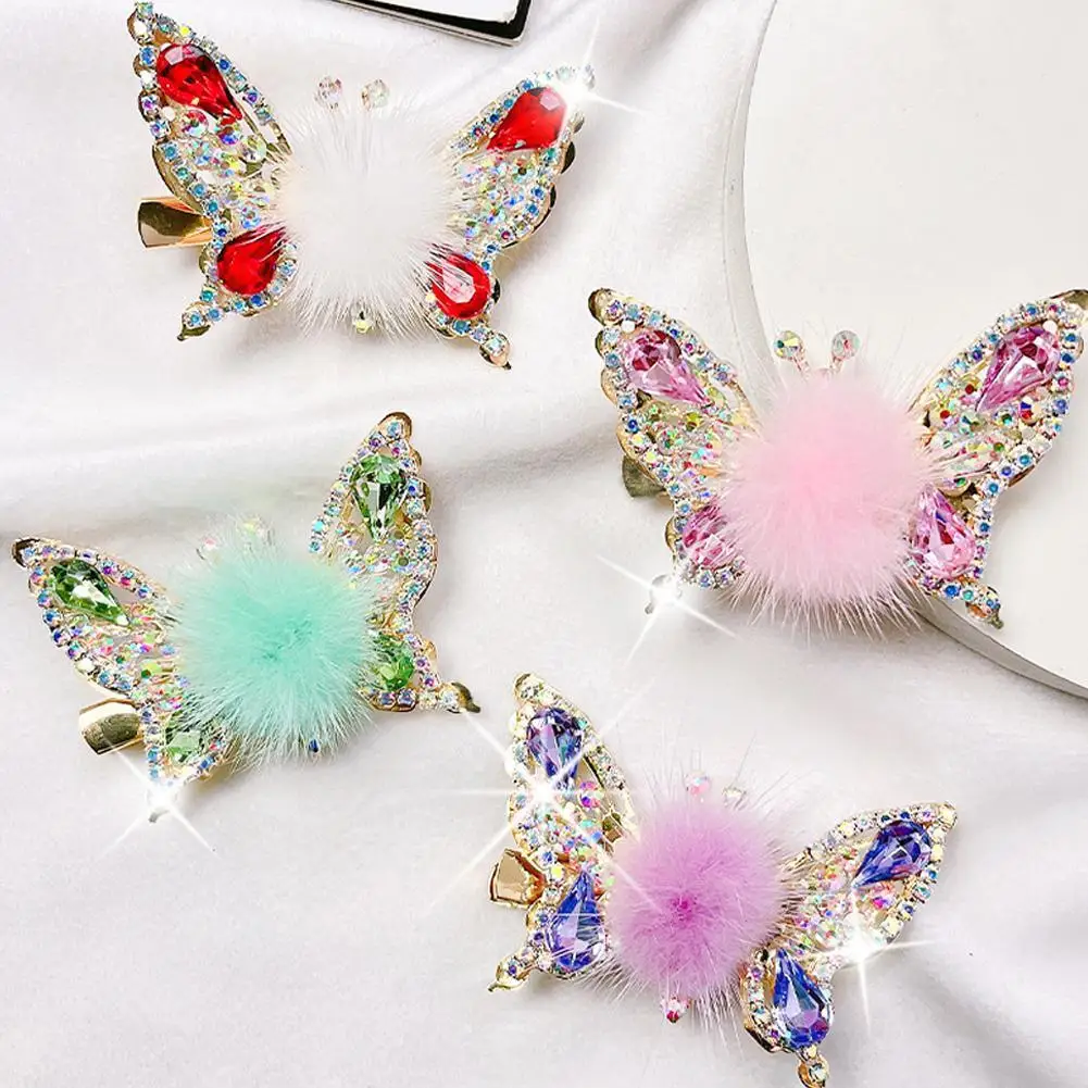 

Butterfly Hairpin Moving Hair Clip Little Girl Plush Three-Dimensional Barrettes Pearl Tassel Hair Accessories For Girls Lucky