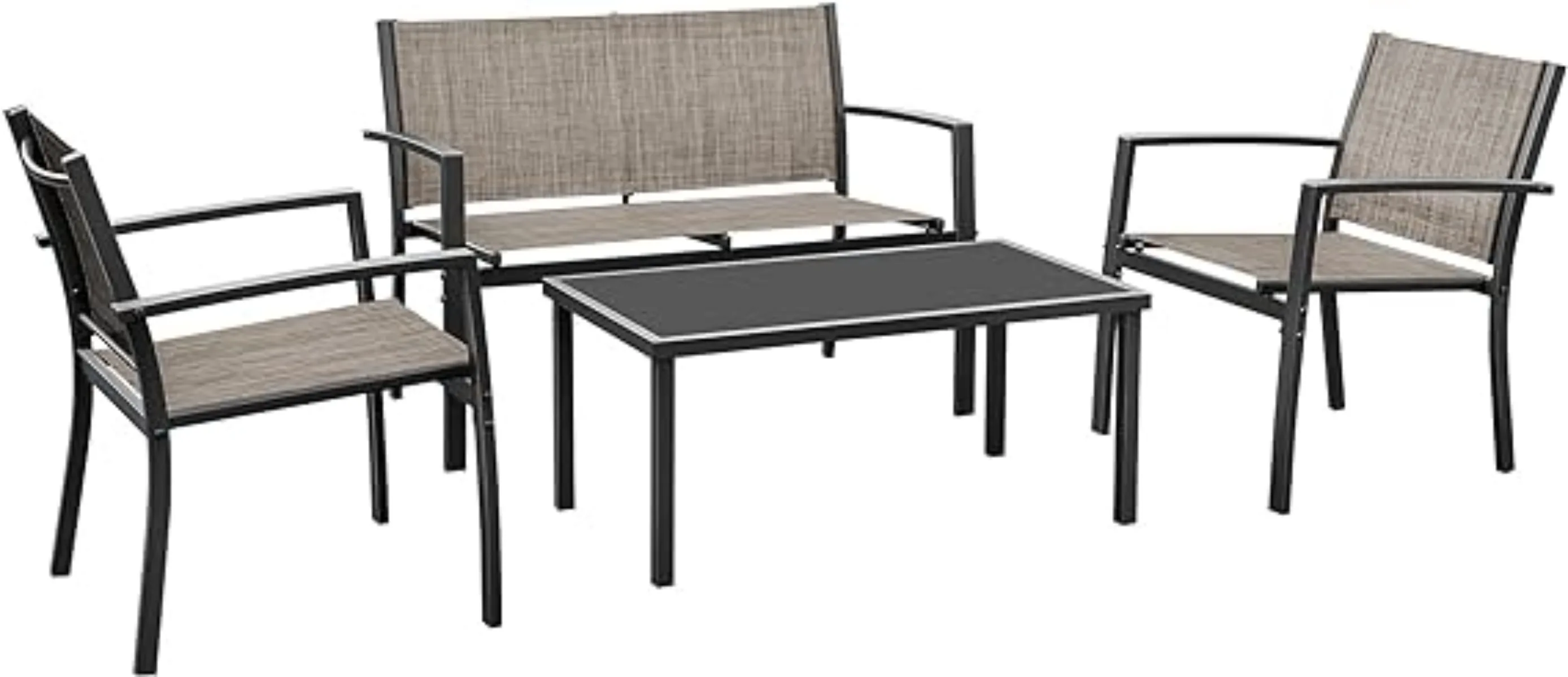 

Набор мебели из 4 предметов, современные наборы для разговоров, уличная мебель, стулья для патио, набор из 4 предметов с кофейным столиком для влюбленных (коричневый)
