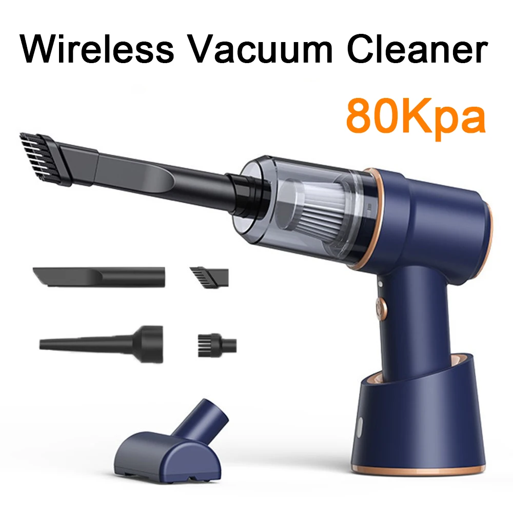 

80000pa Car Home Vacuum Cleaner Wireless Charging Compress Air Duster Cordless Handheld High Power Blower With Built-in Battrery