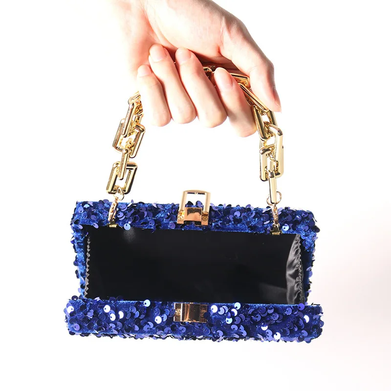 2023 New Dinner Party Fashion Hand-Held Small Square Sequins Ladiesbag Bag
