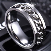 fashion rotatable relieve anxiety silver stainless steel vintage personalized gift male female jewelry kpop accessories