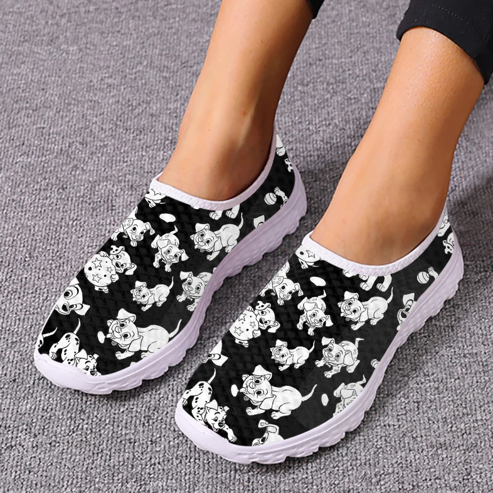 

Cartoon Dalmatian Dog Pattern Women Comfort Design Sneakers Air Mesh Walking Shoes for Durable Ladies Lightweight Flats Footwear