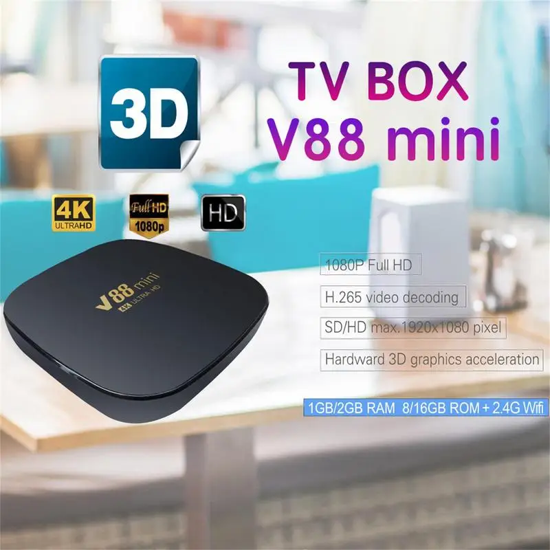 

2023 V88 Mini Smart TV Box Android 12 Allwinner H3 Quad Core 2.4G WIFI 8K Set Top Box H.265 Theater Media Player 8GB+128GB