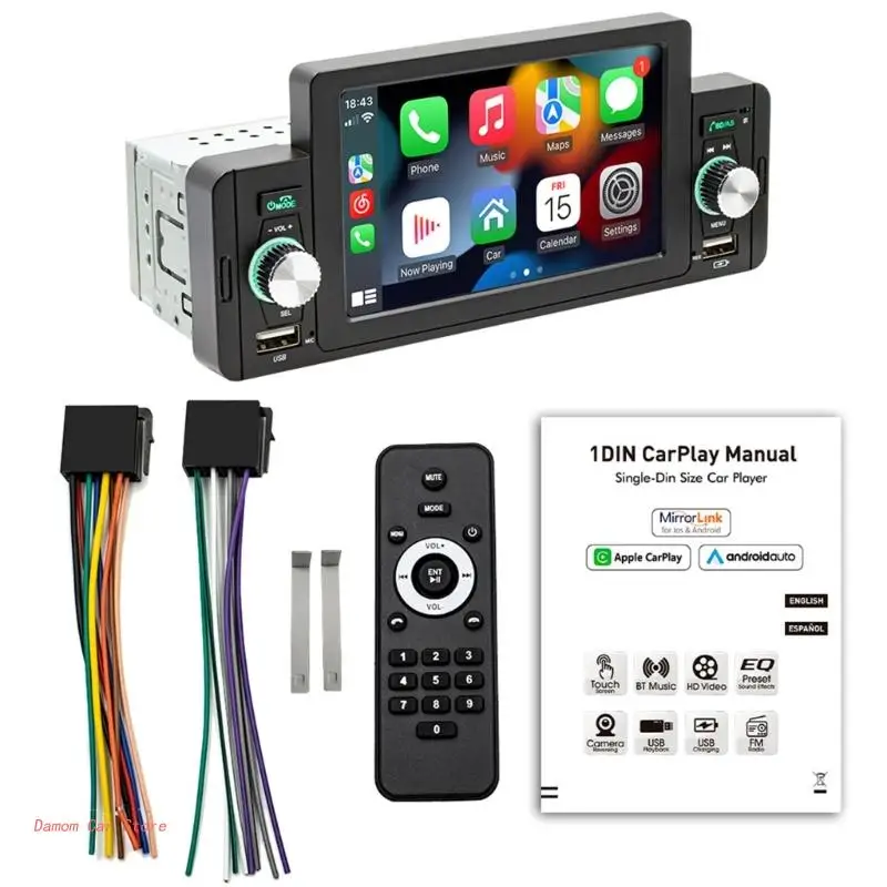 

Беспроводная Автомобильная магнитола, мультимедийный плеер с Bluetooth, AUX, USB, FM-плеером, 5 дюймов, стерео, подключение через телефон A2UC