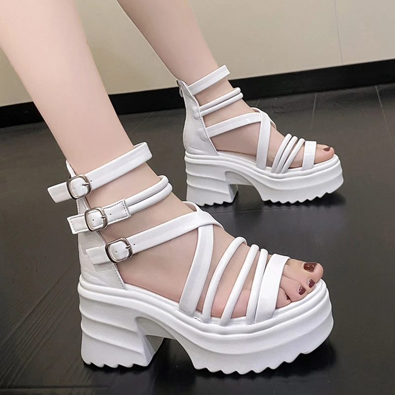 

2023 Summer Shoes Women Gladiator Women's Sandals Fashion Ankle Strap Wedges Sandals Platform Chunky Heel Sandals for Women