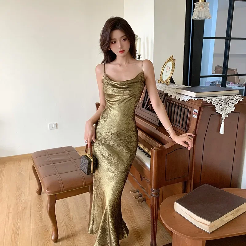 Платье-танк с открытой спиной во французском стиле юбка рыбьего хвоста женская