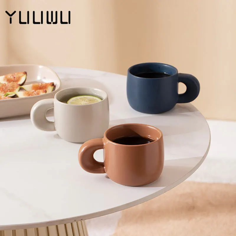 

Modern Personalized Ceramic Mugs with Thick Handle Simple Breakfast Milk Latte Cups Kitchen Drinkware Afternoon Tea Mug Cup Gift