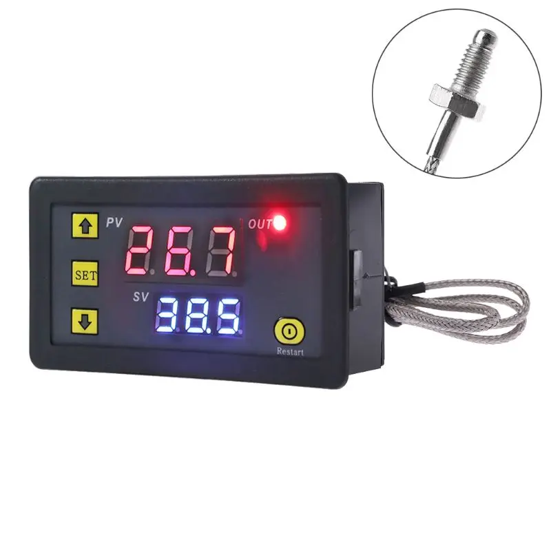 

G5AB Upgraded Temperature Controller Double Display Measuring Range -60~500℃ Thermocouple Sensor M6 Probe Professional