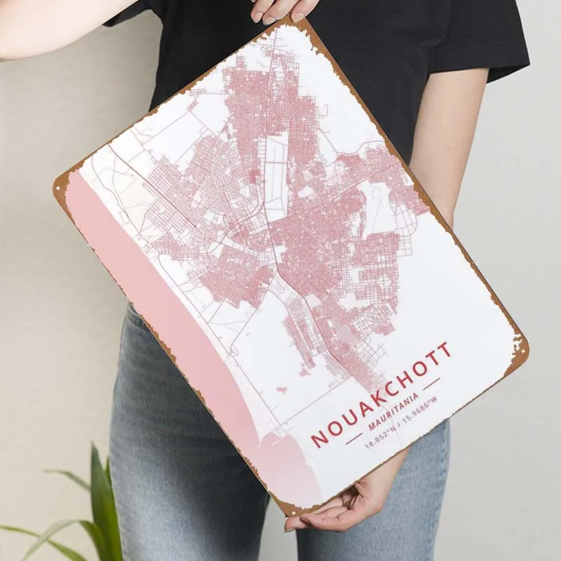 Карта Мавритании Nouakchott металлический постер украшение для двери металлическая