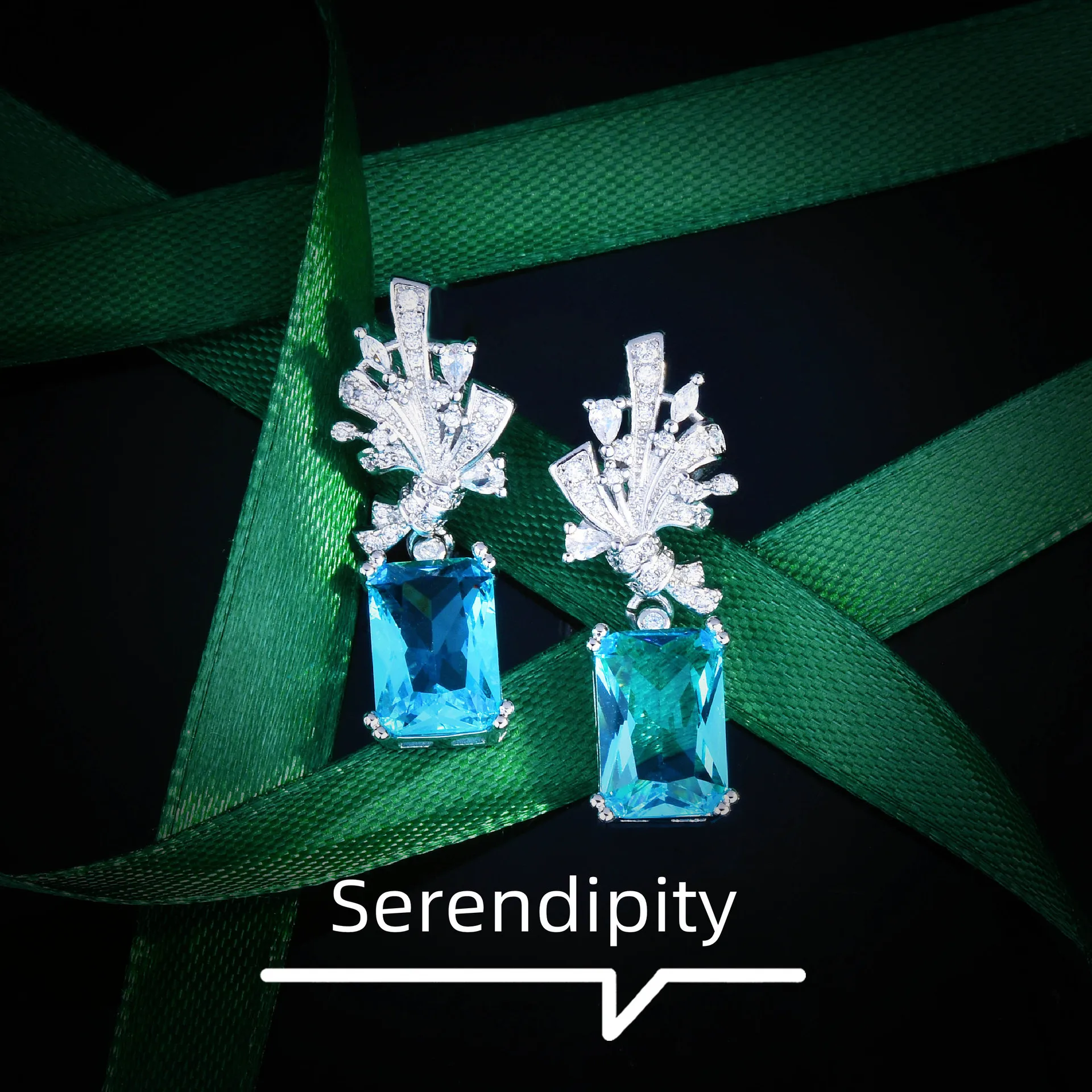 

Exquisite Silver Color Earrings Female Wedding Engagement Jewelry Luxury Blue Stone Drop Earring Elegant Costume Accessories