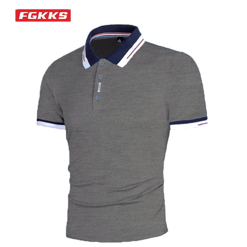 

FGKKS Summer New Men Polo Shirt Fashion Contrast Color Sports Short-Sleeve T-Shirt Loose Casual Solid Color Thin POLO Shirt Men