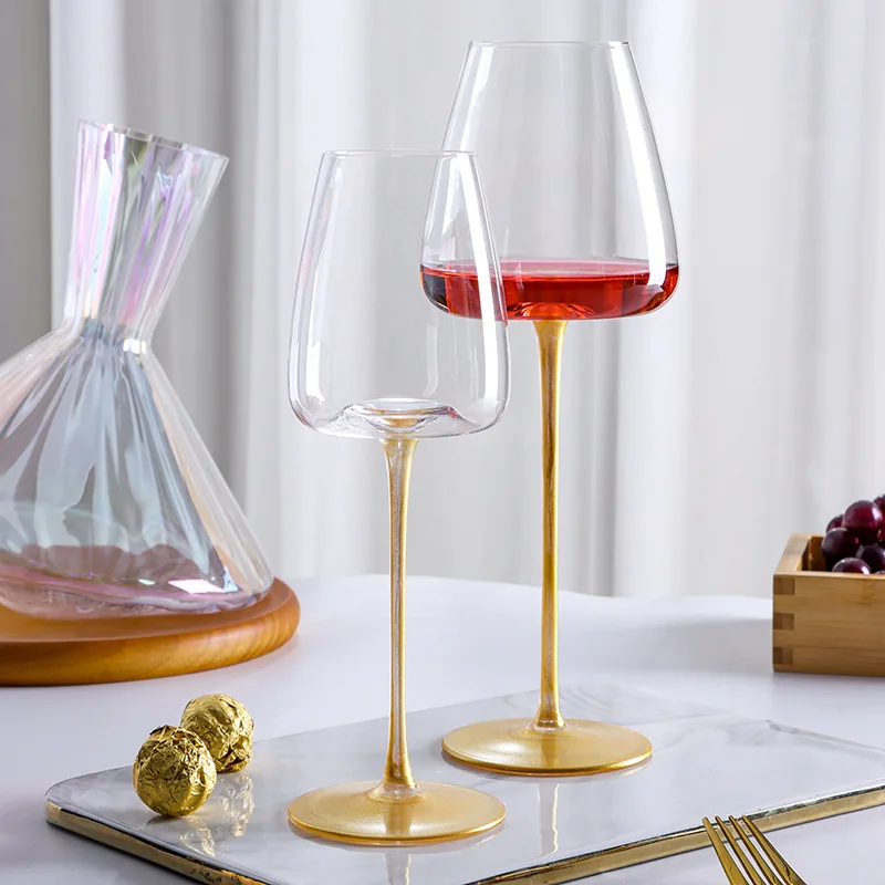 

Light Luxury Golden Goblet Wine Glass Red Wine Champagne Glass Household Lead-Free Crystal Glass Grape Kitchen Drinking Utensils