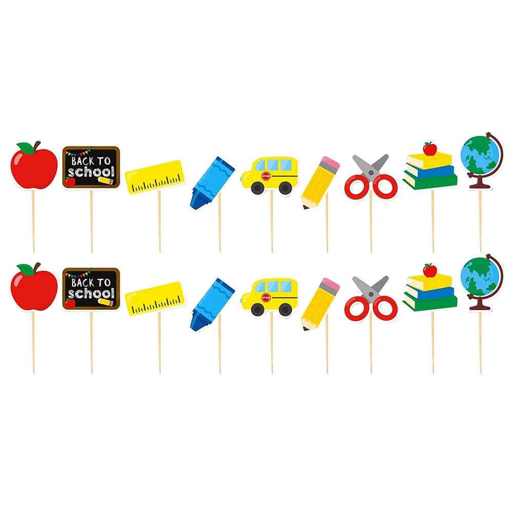 

18 Pcs Car Decoration Personalised Fruit Cake Back School Cars Cupcake Toppers Welcome Class Toothpicks Gift