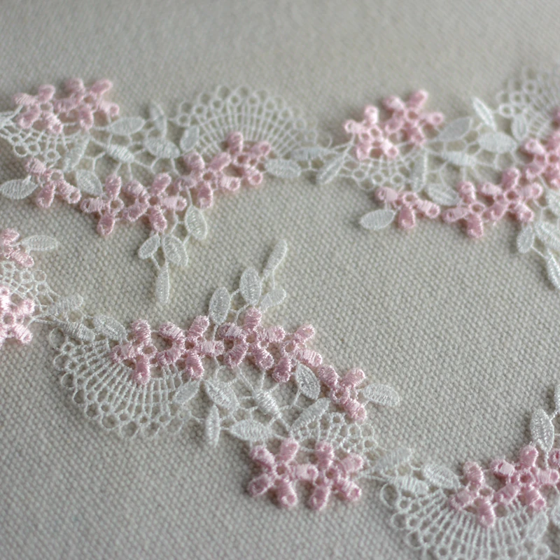 1 ярд 5 см широкая Водорастворимая кружевная отделка синяя розовая цветочная