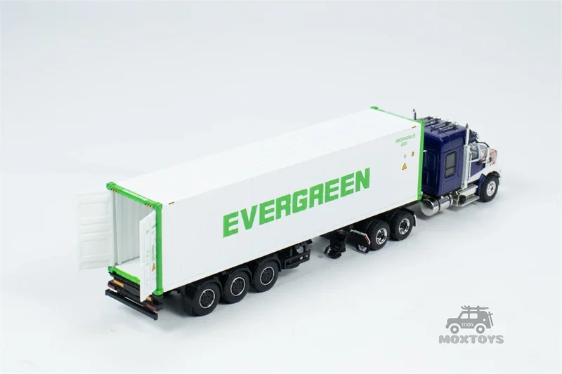 MINI GT 1:64 Western Star 49X Синий с 40-дюймовым контейнером для перегонки EVERGREEN Литая под