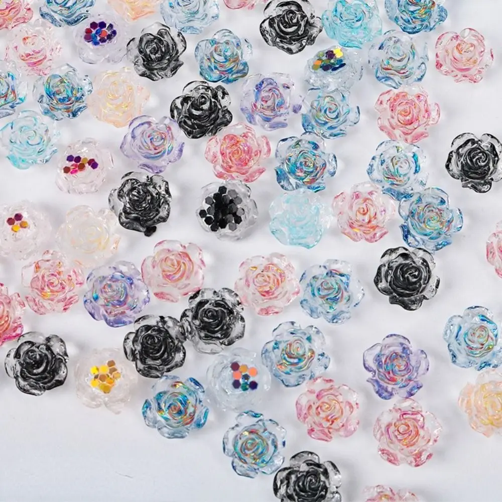 

Camellia Flowers Figure Nail Charms Colorful Resin Flower Nail Parts DIY Gentle Nail Art Decorations Manicure Accessories