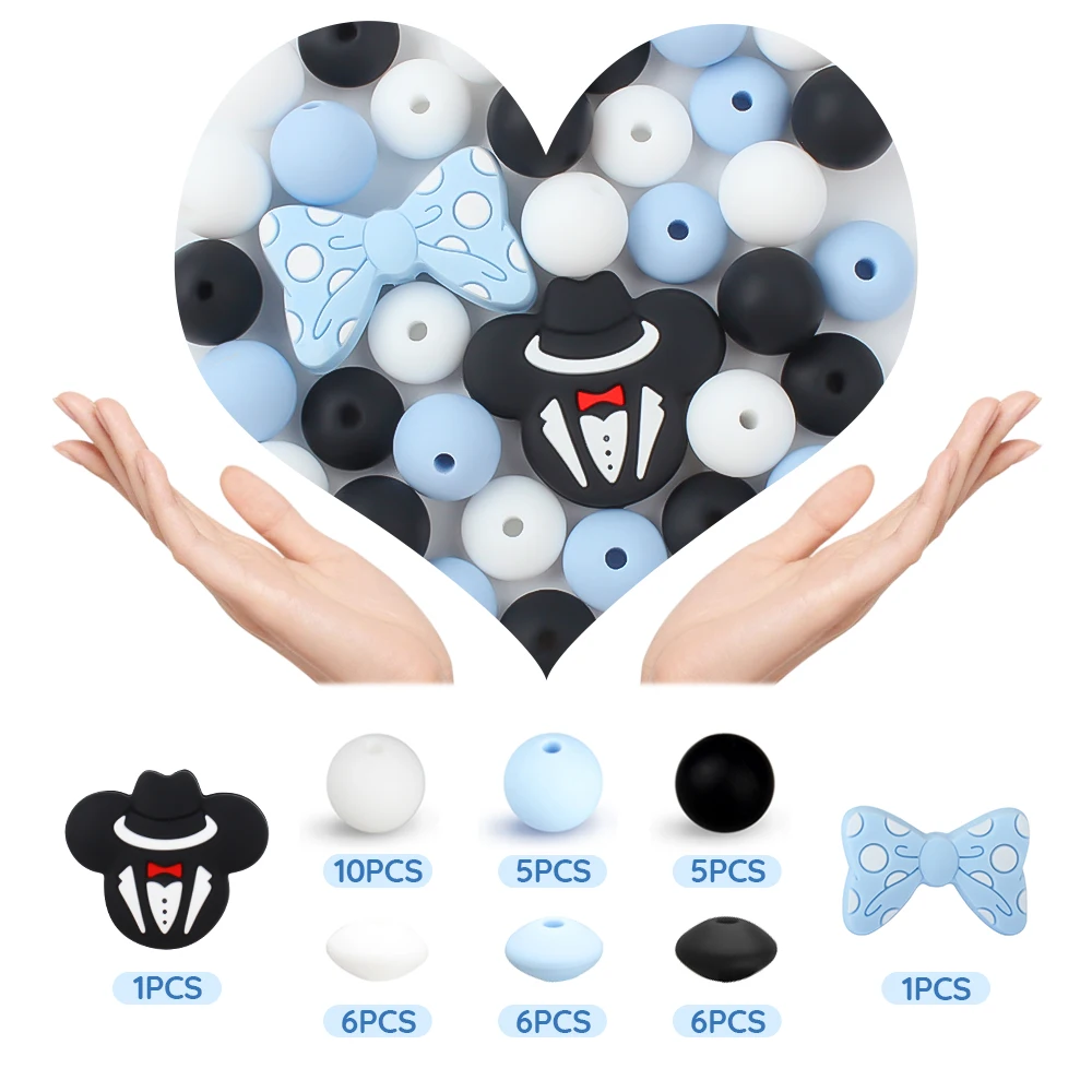 40 шт./набор силиконовые бусины в форме мыши