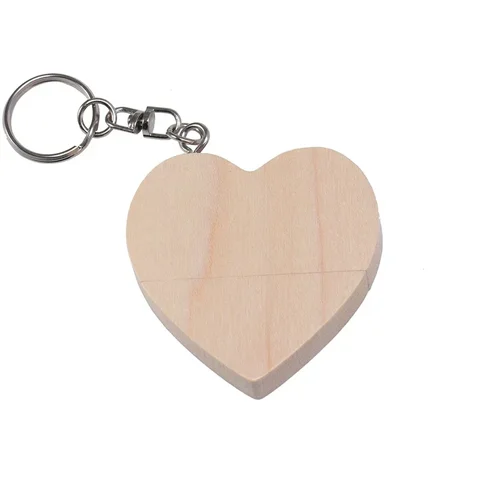USB-флеш-накопитель деревянный в форме сердца, 4-64 Гб