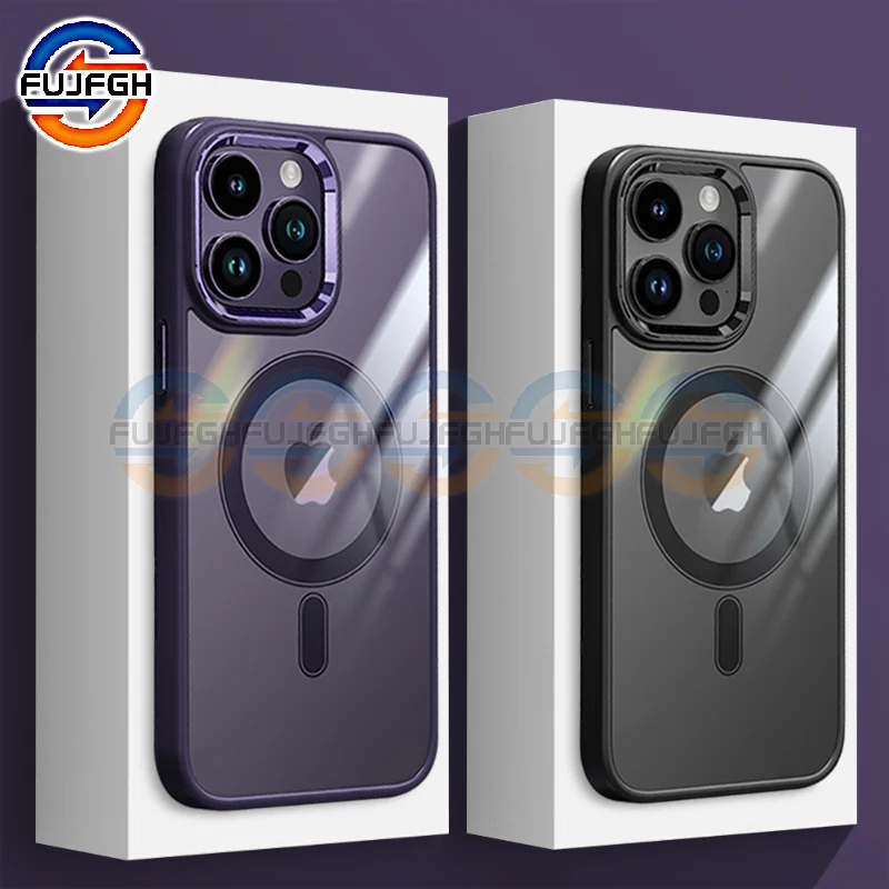 Роскошный металлический чехол с кольцом для камеры Magsafe, Магнитный чехол для беспроводной зарядки для iPhone 14 13 12 11 Pro Max Plus, противоударный чехол-бампер Роскошный металлический чехол с кольцом для камеры Magsafe, Магнитный чехол для беспроводной зарядки для iPhone 14 13 12 11 Pro Max Plus, противоударный чехол-бампер