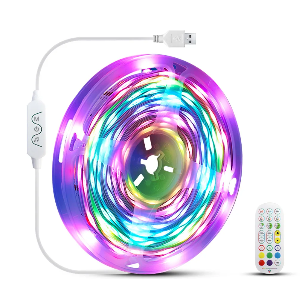 

USB Powered LED Background RGB Color Changing Light Strip Bluetooth-compatible Mobile Phone Remote Control String Lamp