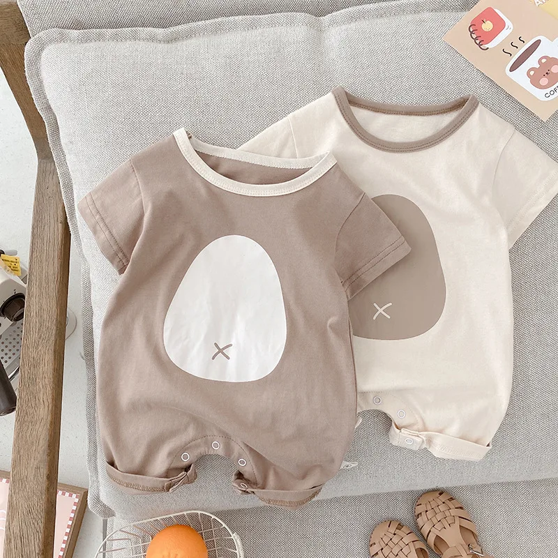 

2022 Summer Newborn Boy Short Sleeve Jumpsuit Cute Baby Girl Cotton Romper Infant Fashion One-piece Casual Kid Homewear Clothes