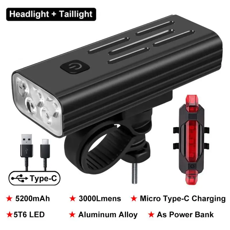 

Usb Discharge Waterproof Headlights And Taillights Front Light With Display Time Waterproof Type-c Fast Charging Compact