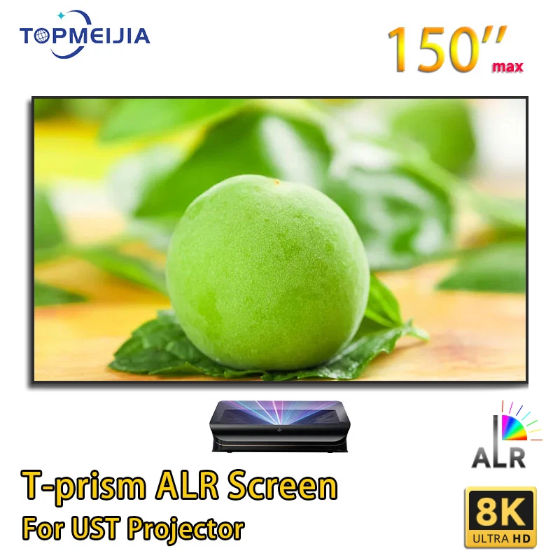 

Экран для проектора TOPMEIJIA ALR UST 100 дюйма с фиксированной рамкой, 4K, ультракороткофокусный экран, Т-образный призматический экран, серый