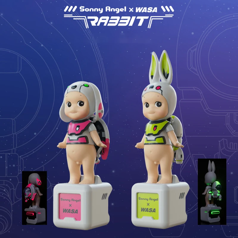 

Limited Sonny Angel X Wasatoy Space Series Fluorescence Mini Figure Rocket Spacecraft Rabbit PVC Collection Ornament Toy Gift