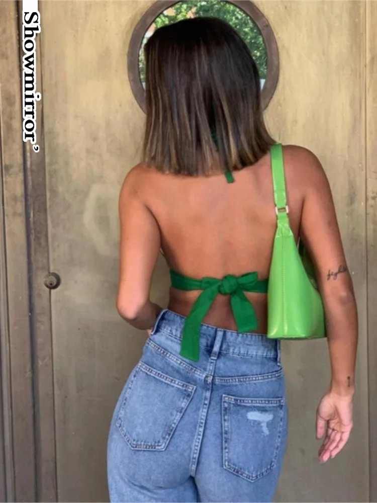 Женский топ с V-образным вырезом открытой спиной и ромбовидным узором | Женская