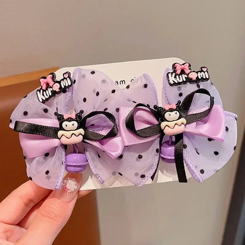 Sanrio Kuromi милые аксессуары для волос мультяшная принцесса сетчатый Бант Детская