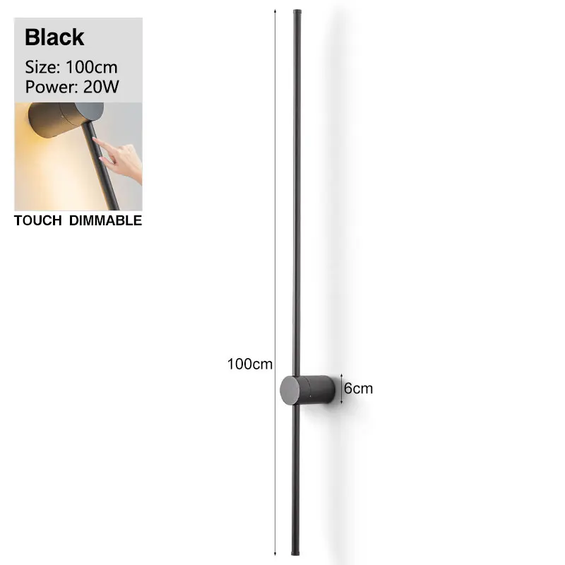 Крытый корпус лампы с сенсорным выключателем, светодиодные настенные светильники с регулируемой яркостью для коридора, лестницы, медные, черные светодиодные настенные светильники, настенное бра для спальни