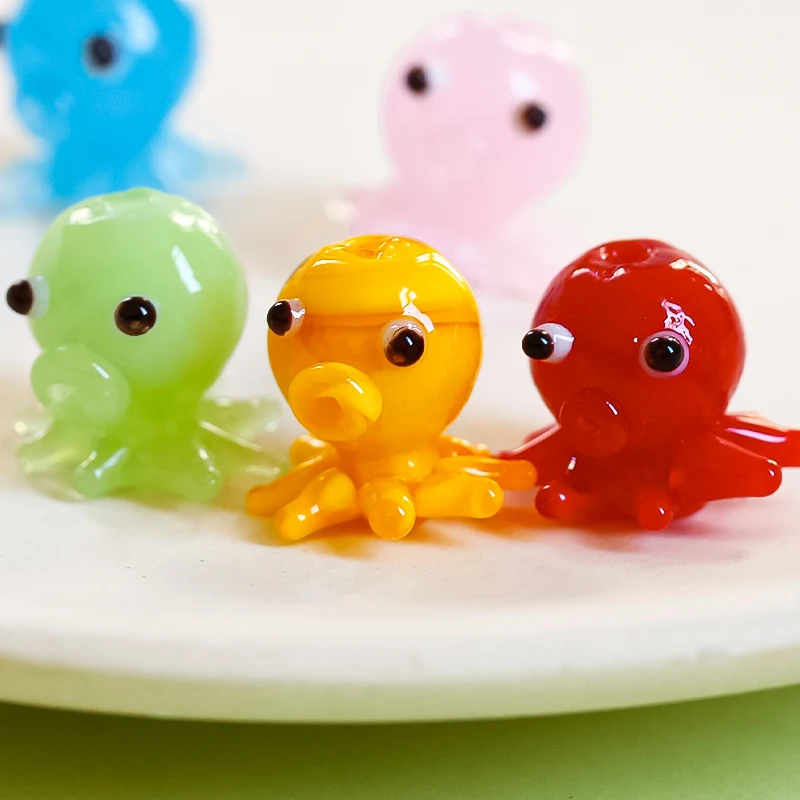 

2pcs Octopus Shape Lampwork Beads For Jewelry Making 15x12mm Loose Spacer Handmade Lampwork Glass Bead DIY Pendant Accessories