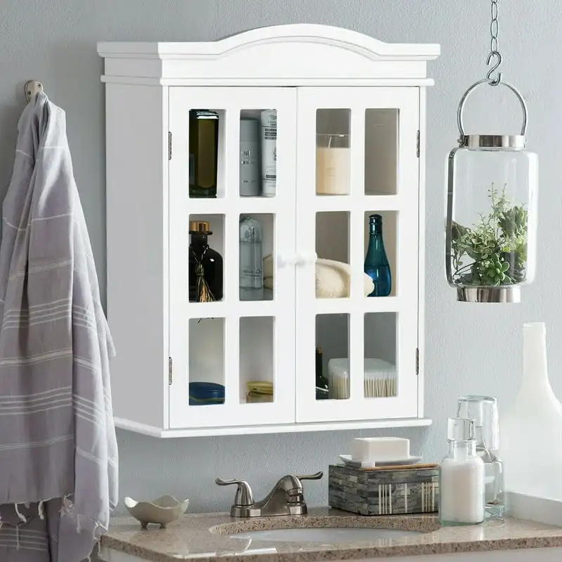 

Bathroom Storage Cabinet Medicine Organizer Double Doors Shelved