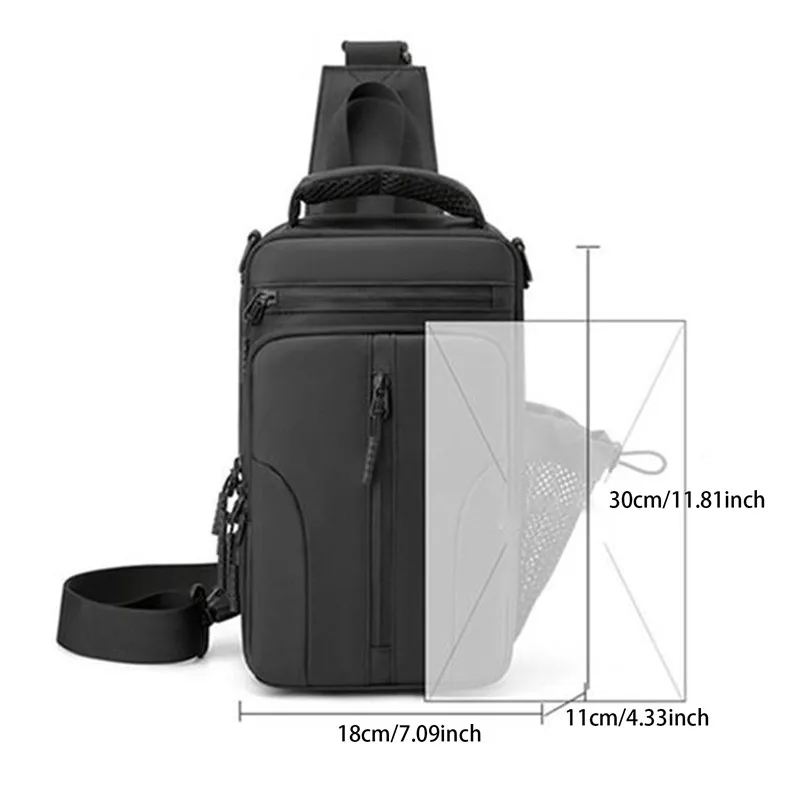 Multifunction Crossbody Bag Men USB Charging Chest Pack Short Trip Messengers Chest Bag Waterproof Large Capacity Shoulder Bag