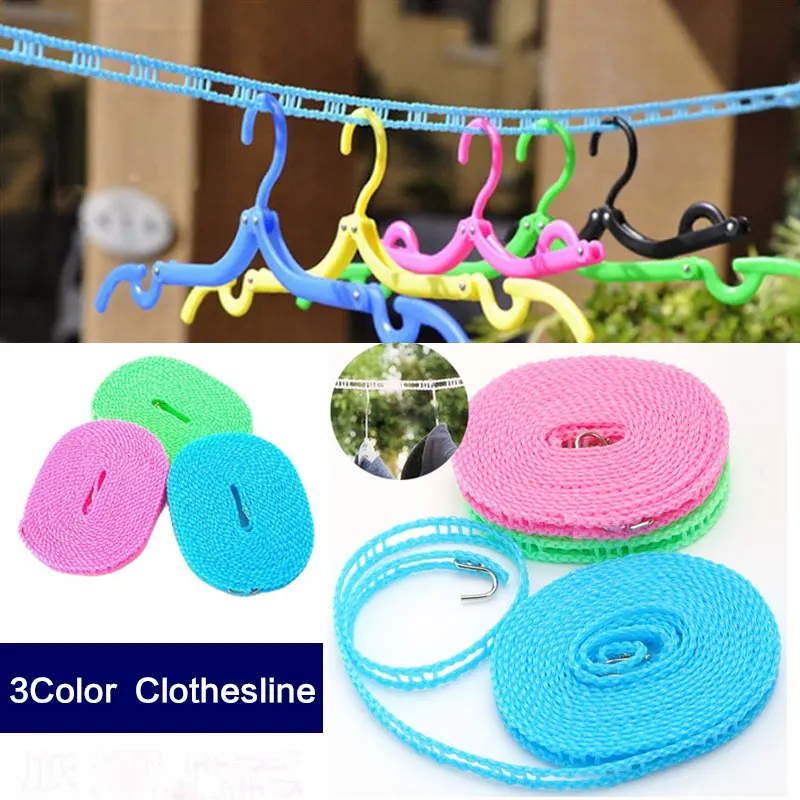 

3m/5m Anti-skid Windproof Clothesline Fence-type Clothesline Drying Quilt Rope Clothesline Portable Outdoor Travel Clothesline