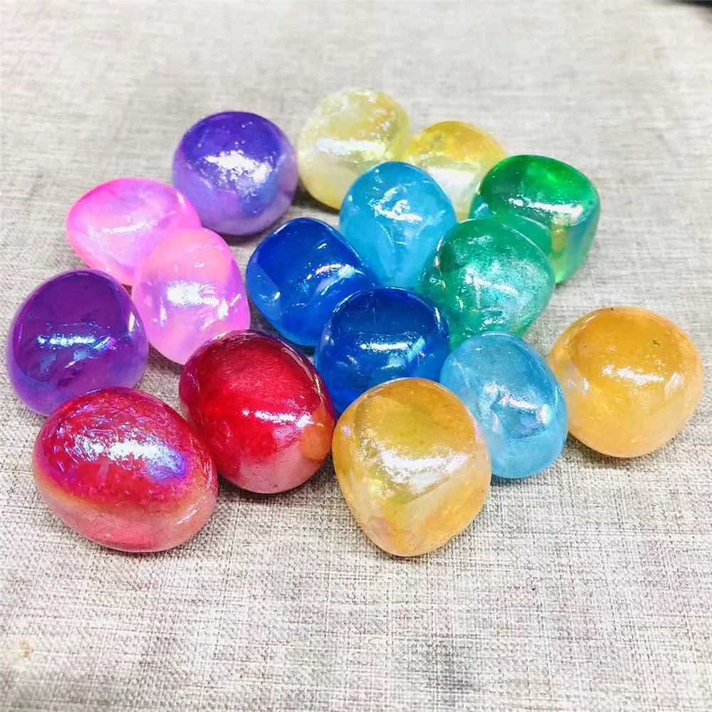 

Natural Gemstone Rainbow Angel Aura Clear Crystal Tumbled Stone Reiki Healing Crystal Raw Material Rock Aquarium Specimen