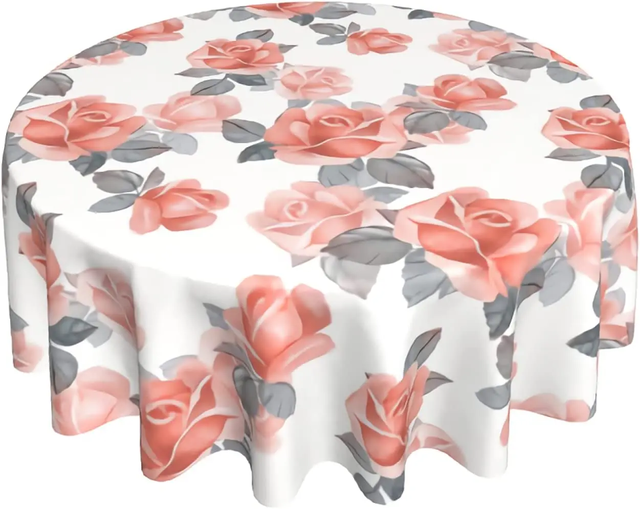 

Roses Tablecloth 60 Inches Polyester Waterproof Wrinkle-Resistant Multi-Use Colorful Floral Pattern Table Cloth for Parties
