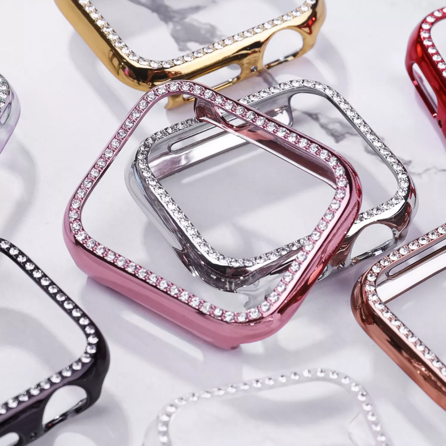 

2022 Diamond Bumper Protective Case Cover Series 7 SE 65432 38MM 42MM for Iwatch 40mm 44mm Smart Bracelet Accessories