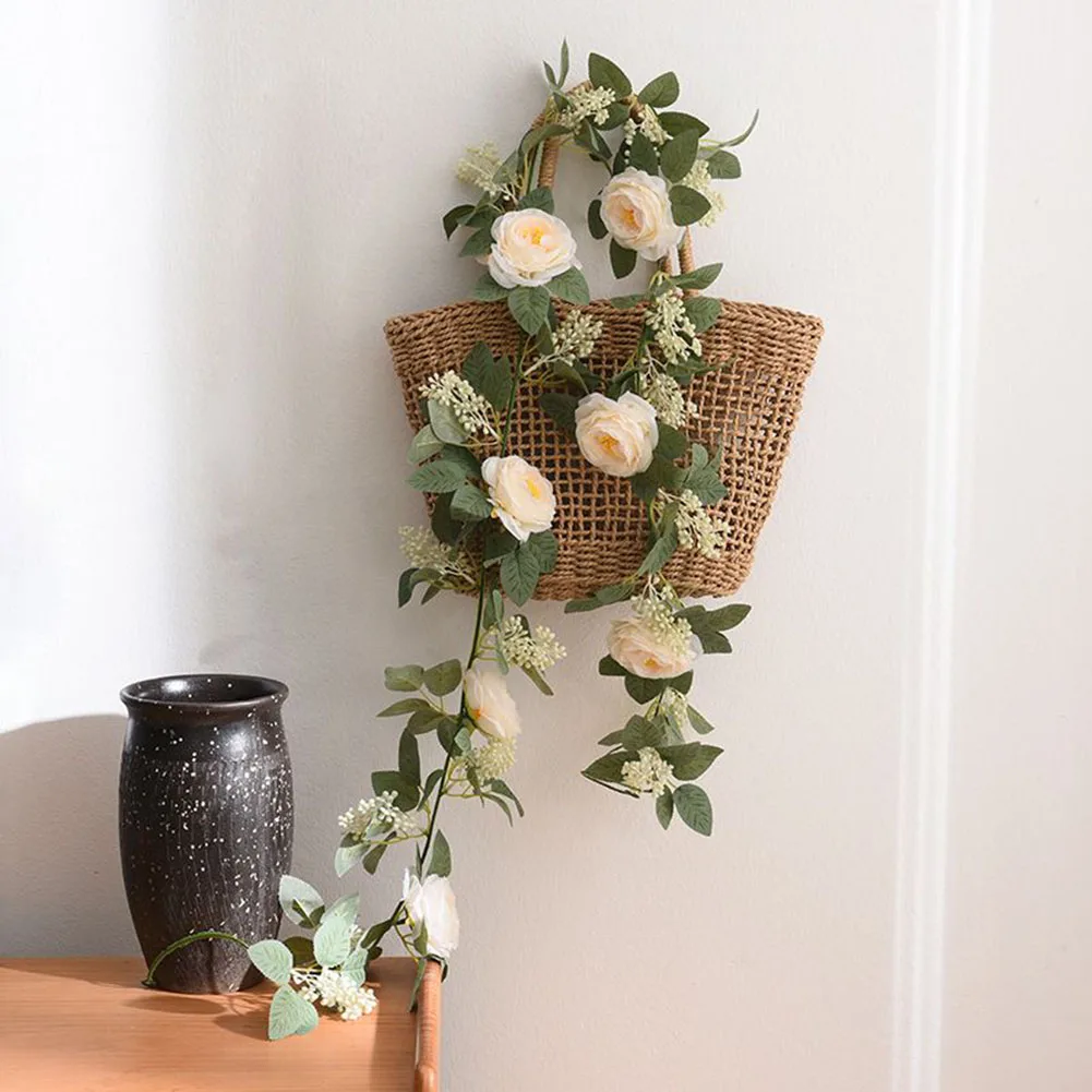

High-quality Artificial Flowers Rose Ivy Vine Wedding Decoration Real Touch Silk Flower String Home Hanging Garland Party Decor