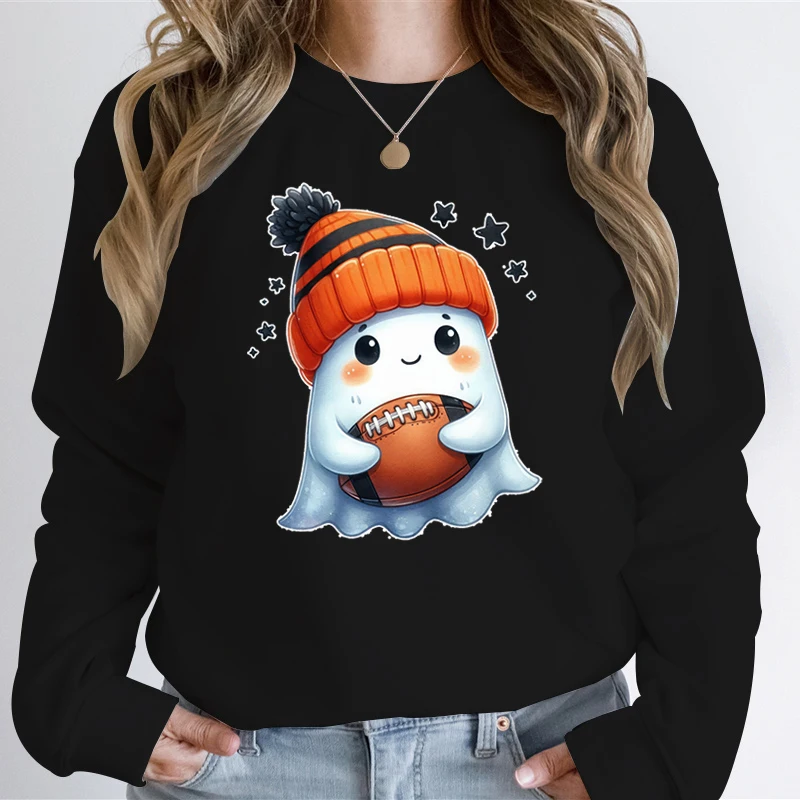 Бейсбольная Толстовка с забавным принтом призрака Женский пуловер рисунком на