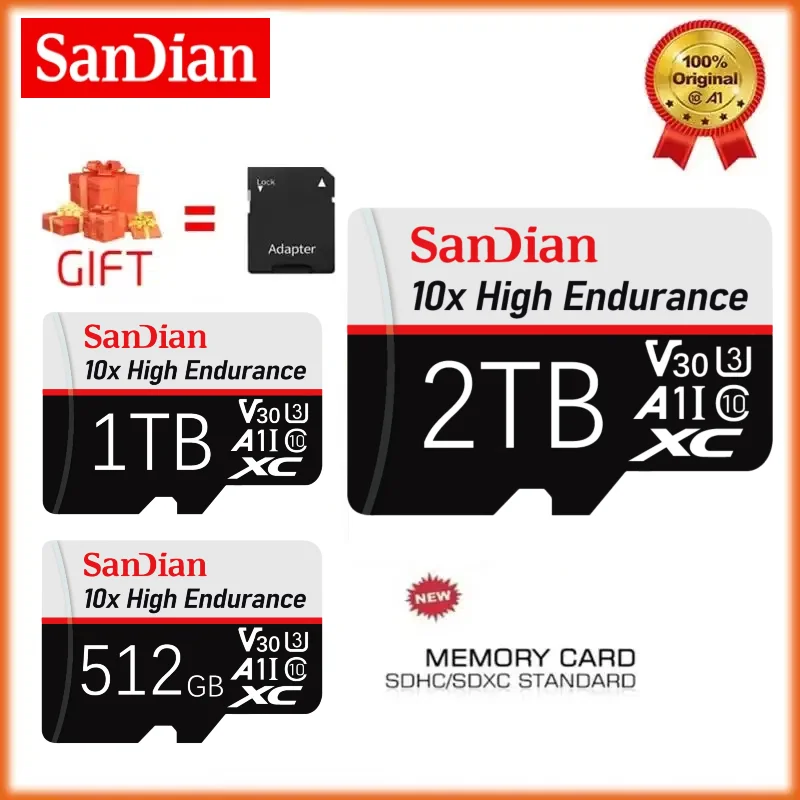 Оригинальная флэш-карта емкостью 2 ТБ Mini Micro TF SD-карта 512 ГБ для ПК/телефона/камеры