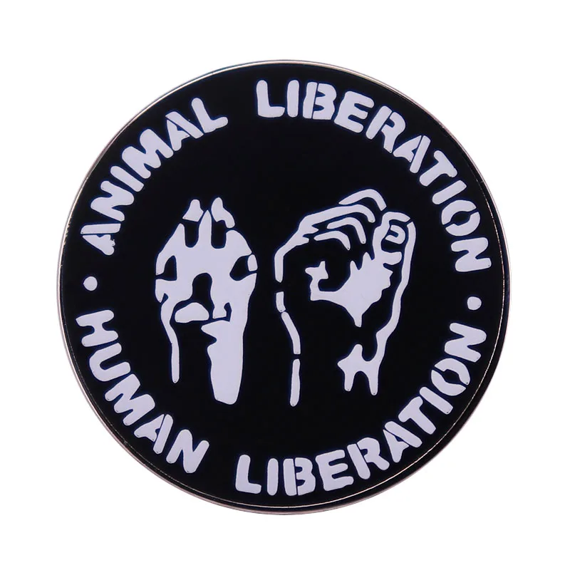 

Animal Liberation Human Liberation Enamel Pin Vegan Vegetarian Rights Brooch Metal Badge Bag Accessory Gift