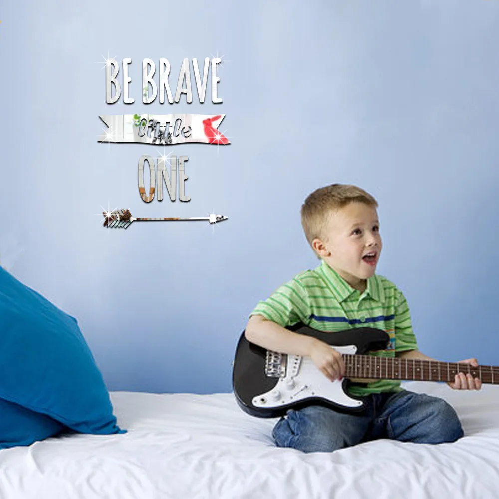 

Be Brave Little One Letters 3D DIY Wall Sticker Removable Acrylic Art Mural Decal Sticker Living Room Bedroom Home Decorations
