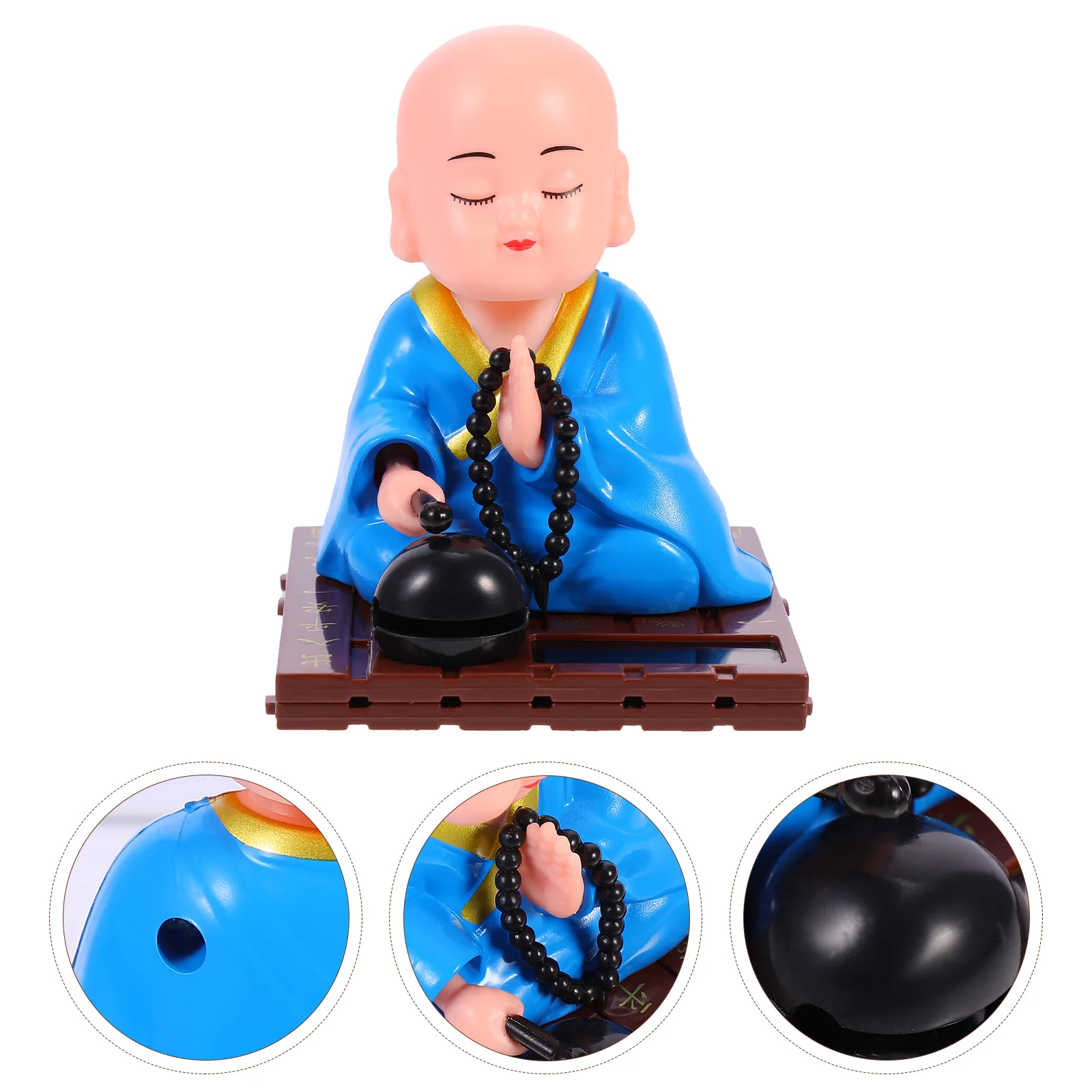 

Monkcar Statue Figurine Solar Dashboard Baby Figures Sculpture Powered Ornament Decordecoration Little Buddhism Dancing Desktop